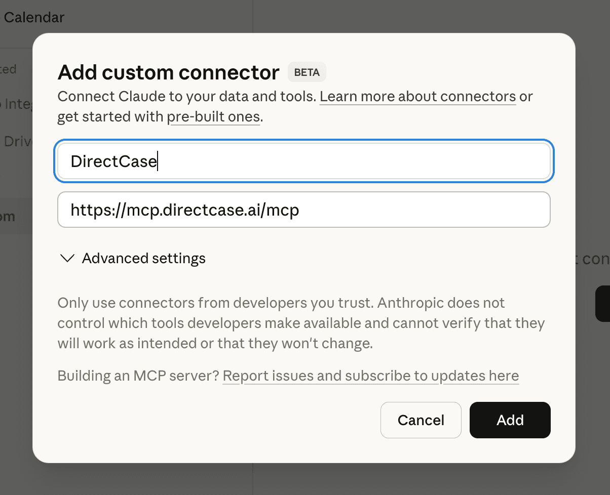 Krok 2 — konektor DirectCase